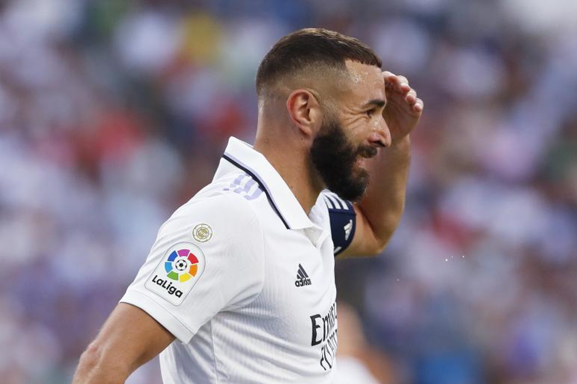 Benzema, en un partido de Liga con el Real Madrid