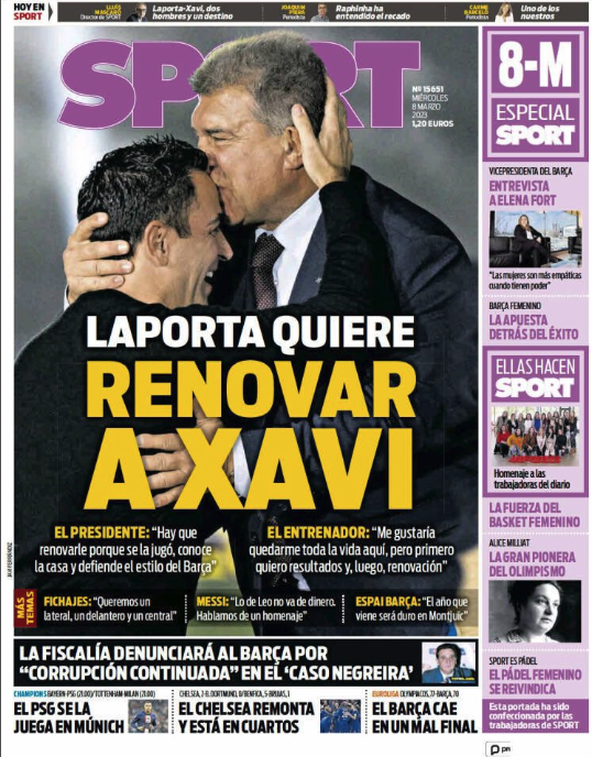 Portada de hoy del diario Sport