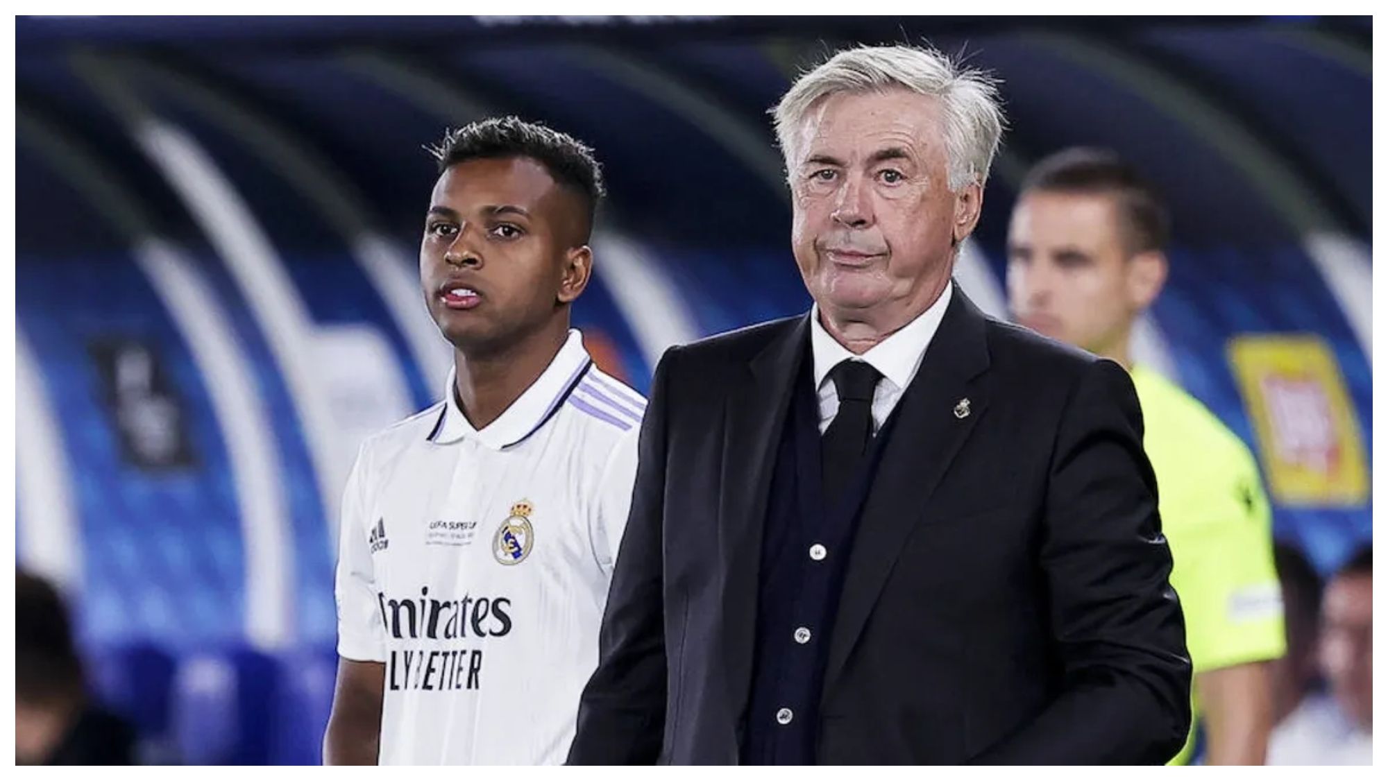 Rodrygo Goes y Carlo Ancelotti