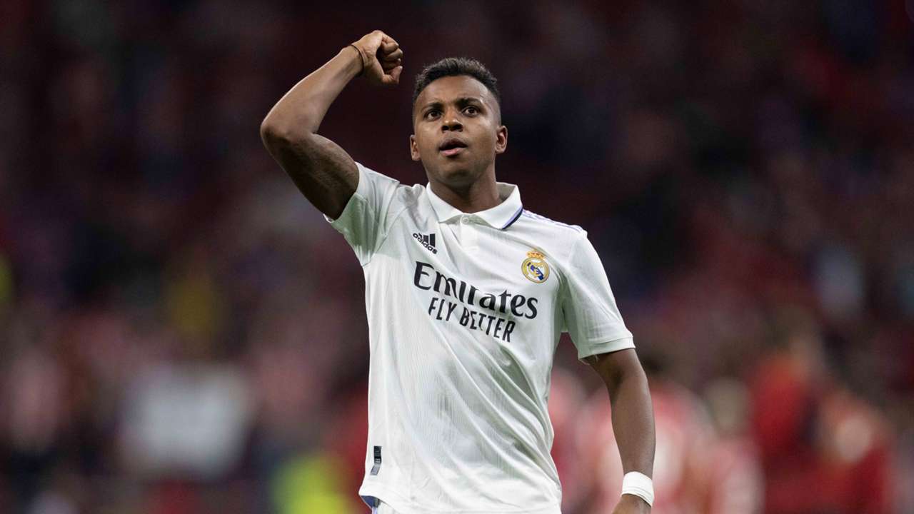 Rodrygo celebra un gol con el Real Madrid 