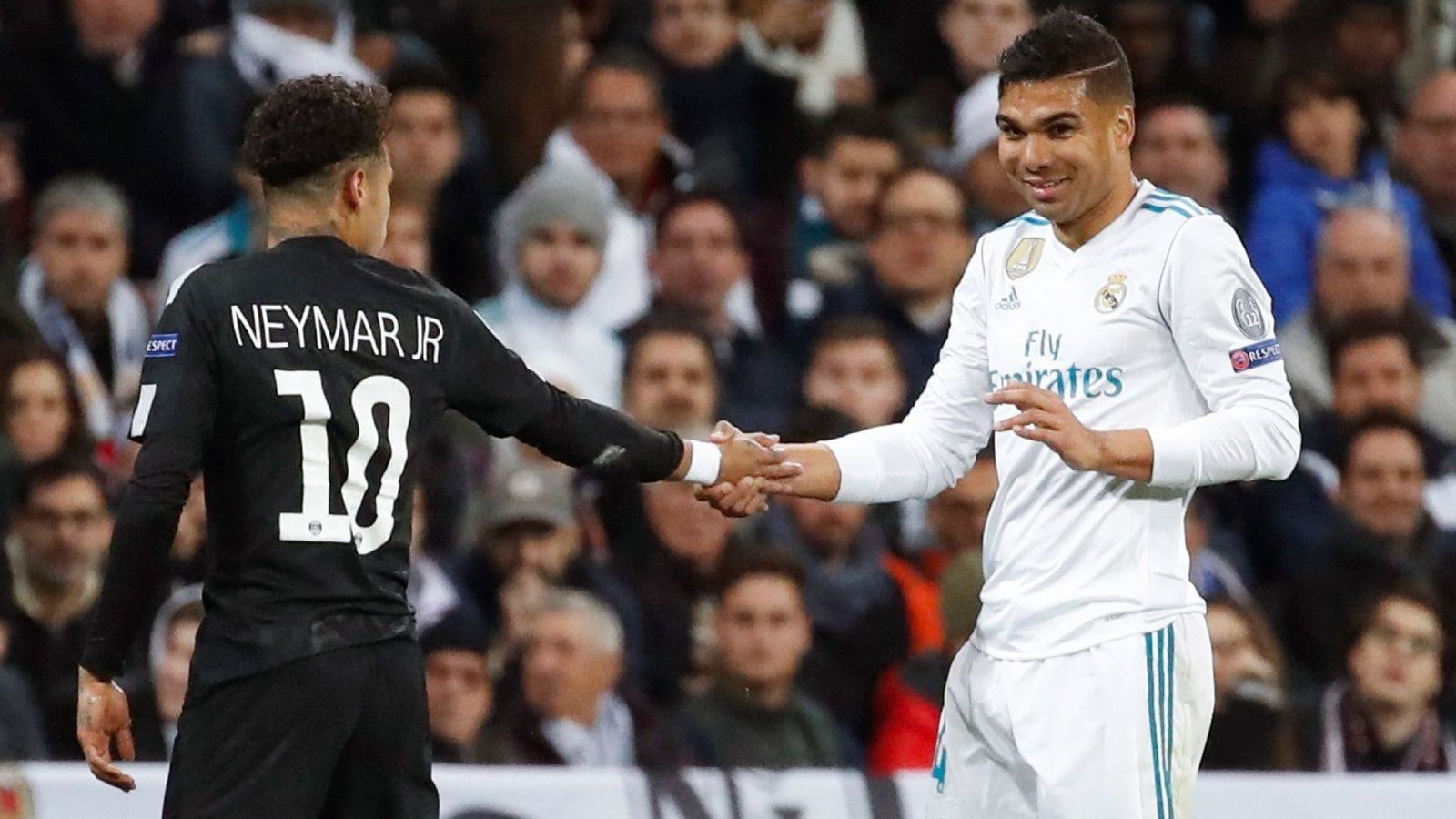 Casemiro y Neymar en un duelo de Champions 