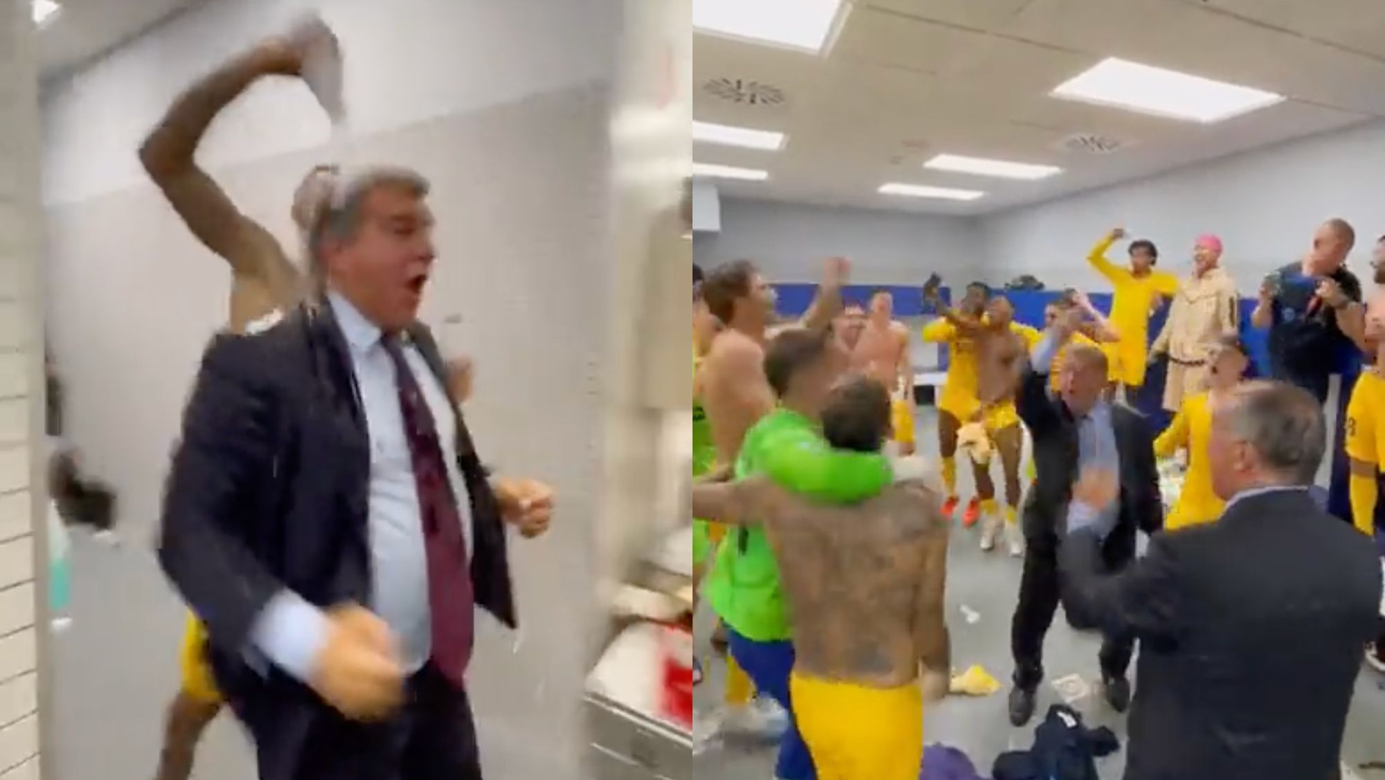 Laporta en la celebración del título de Liga del Barça