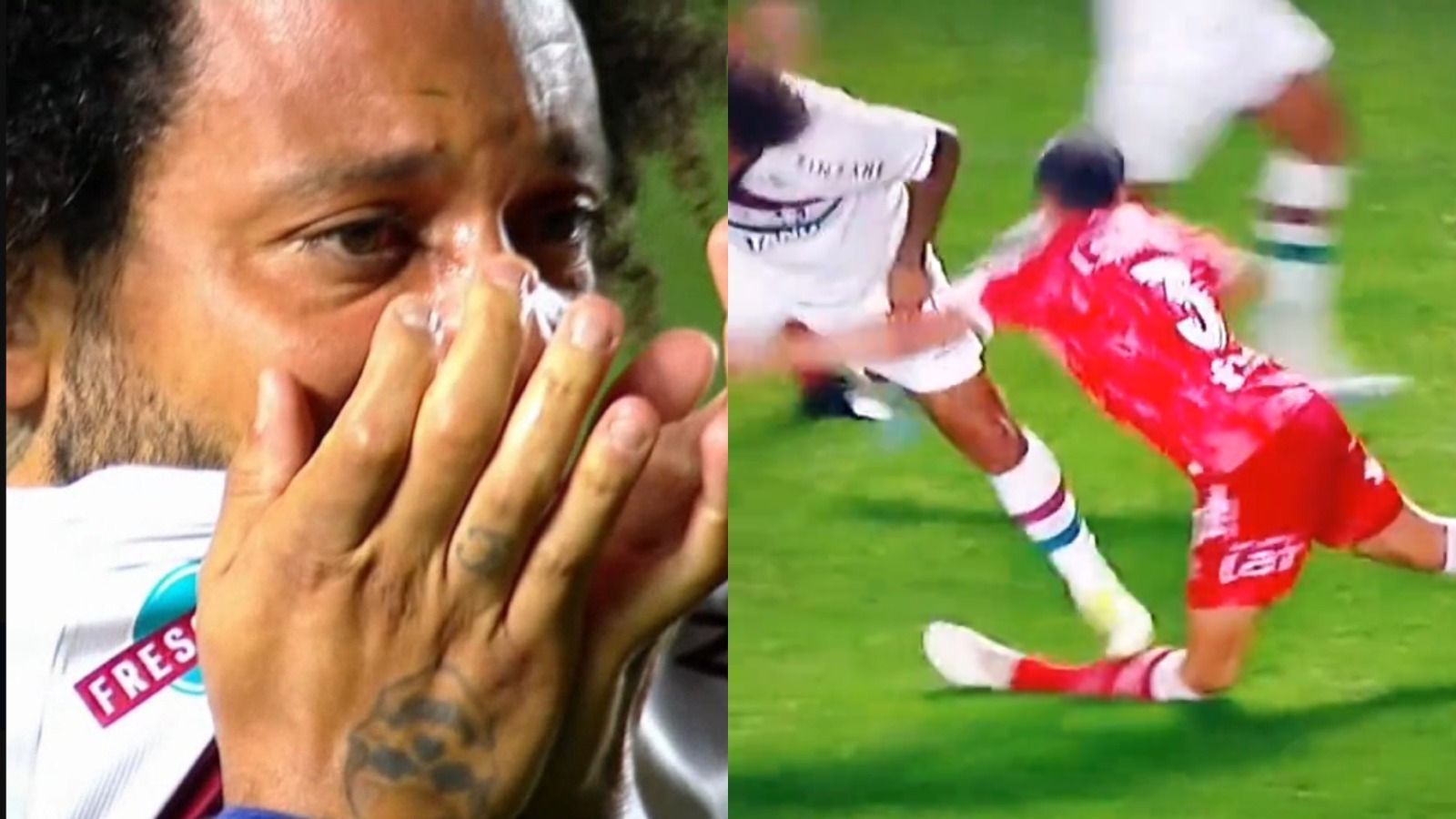 Marcelo se puso a llorar: le partió la pierna a un jugador y la imagen es durísima