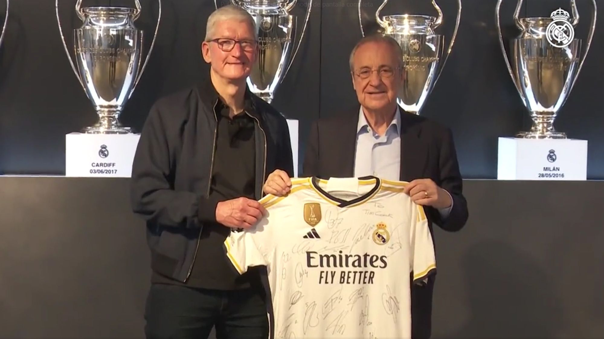 Florentino Pérez y Tim Cook, el CEO de Apple.