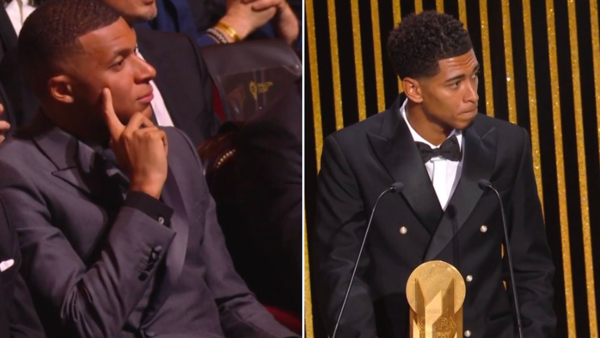 Una imagen vale más que mil palabras: la reacción de Mbappé con el premio de Bellingham