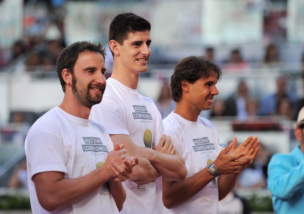 Nadal, Courtois y Dani Rovira en el evento del MUTUA MADRID OPEN