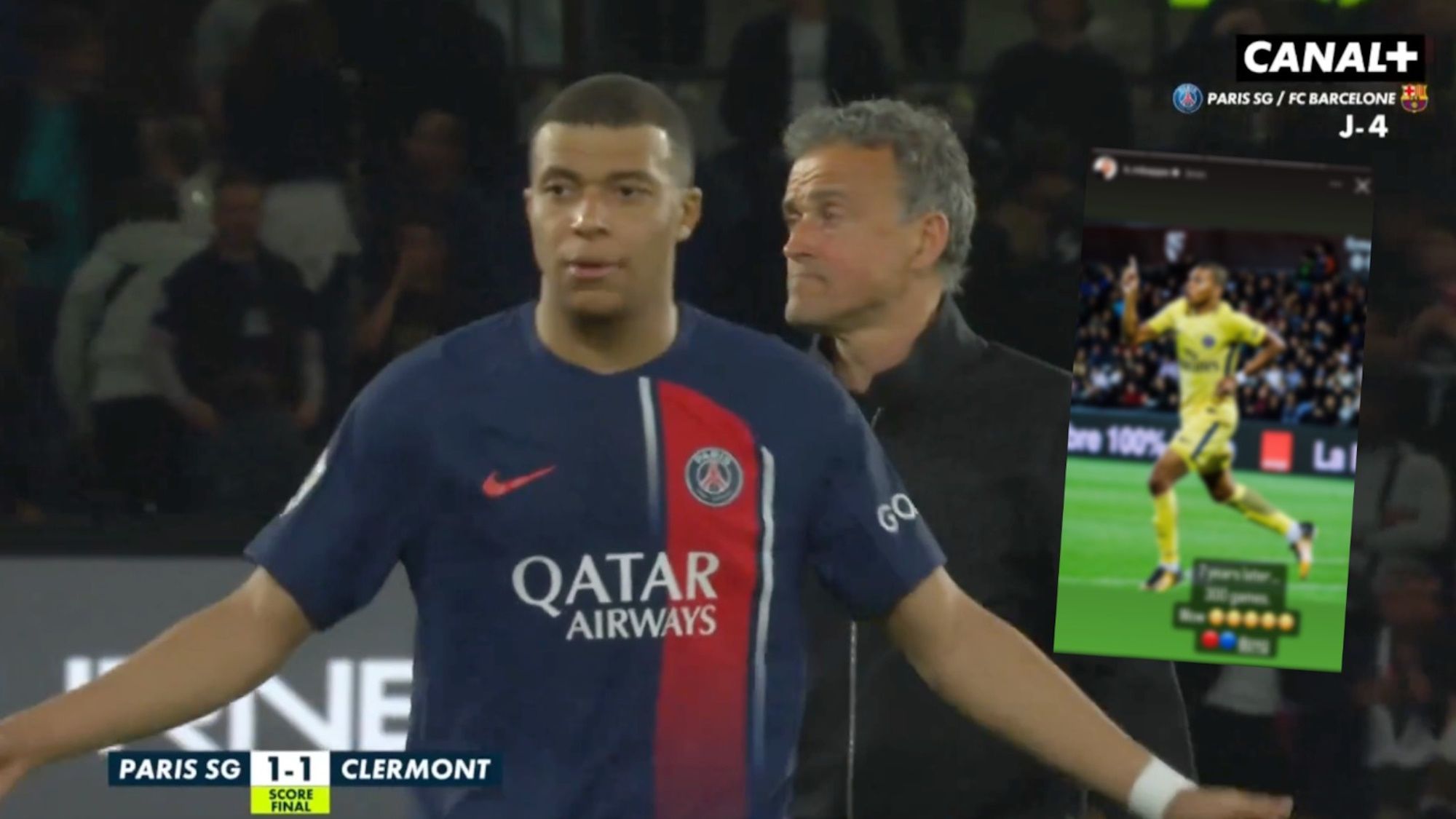 Mbappé discute en pleno directo con Luis Enrique y 'adelanta' en redes su adiós