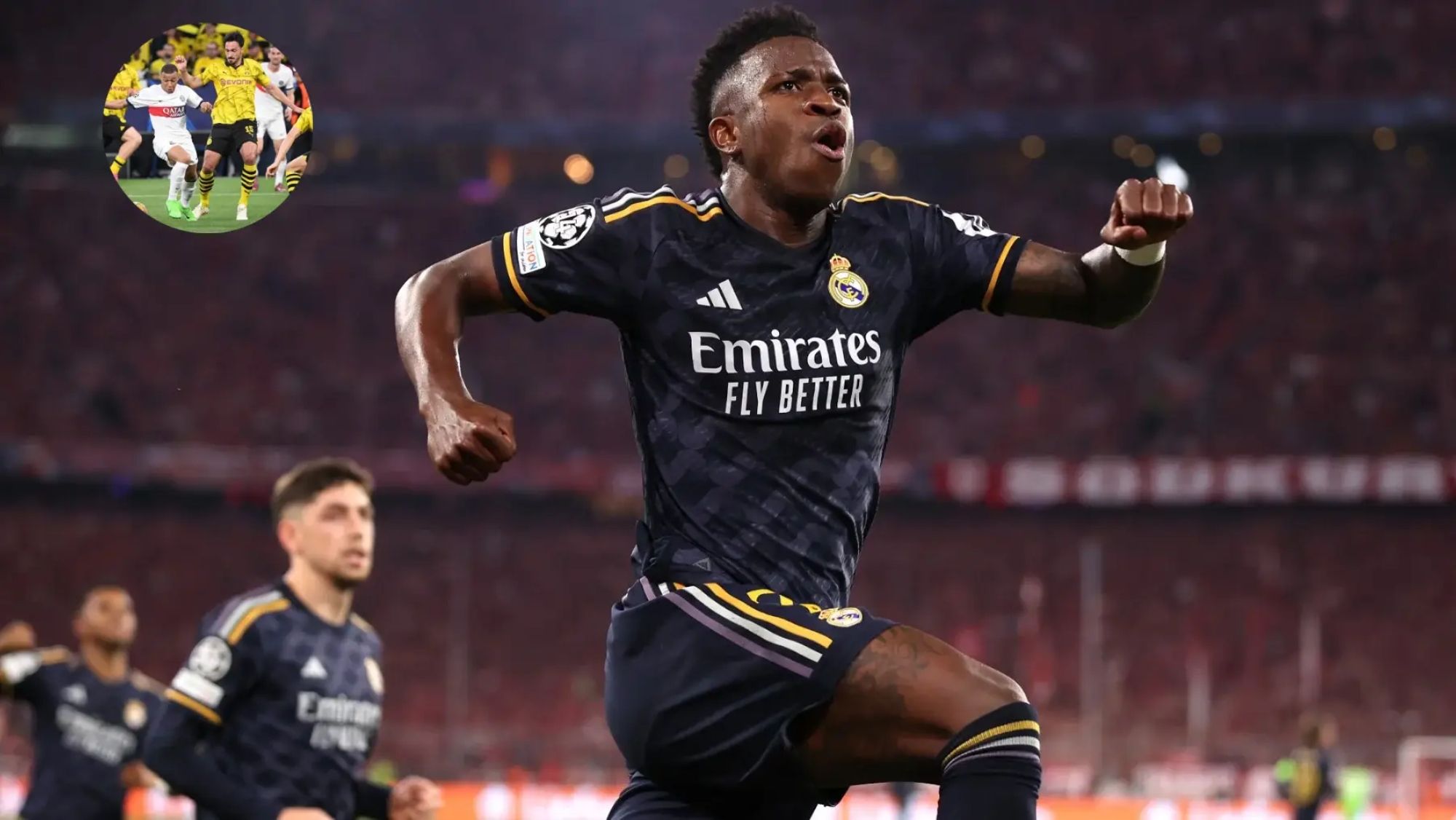 Vinicius Jr se rinde a un jugador del PSG-Dortmund