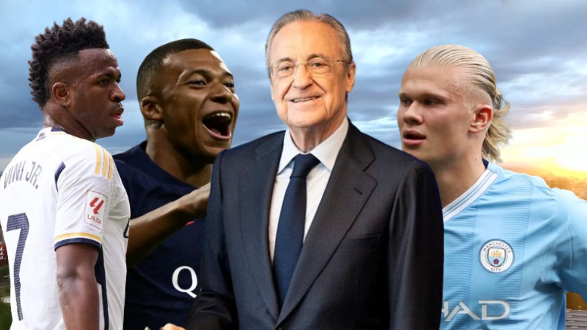 Vinicius, con Mbappé y Haaland antes de la final de Wembley  Florentino sonríe