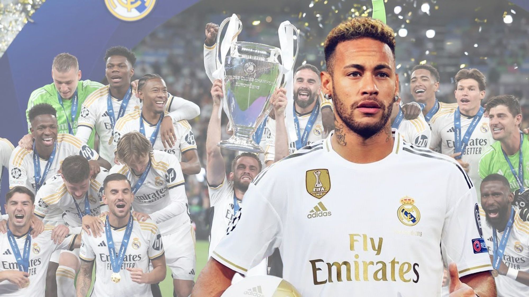 Neymar se vuelve madridista y celebra la 15 del Madrid