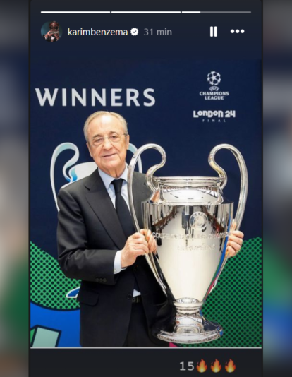 Karim Benzema felicita a Florentino Pérez