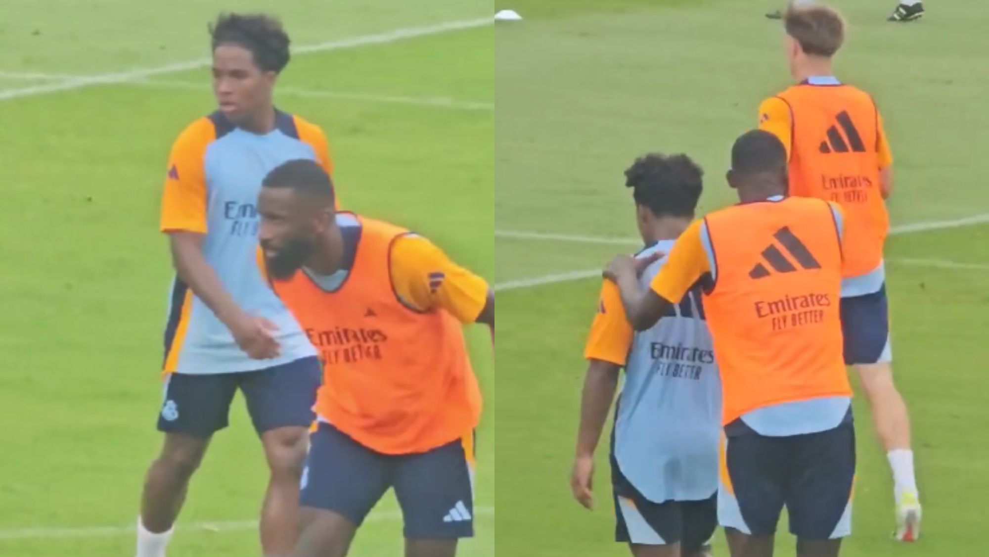 La imagen ya es viral: Rüdiger deja K.O. a Endrick en el primer entrenamiento, está advertido