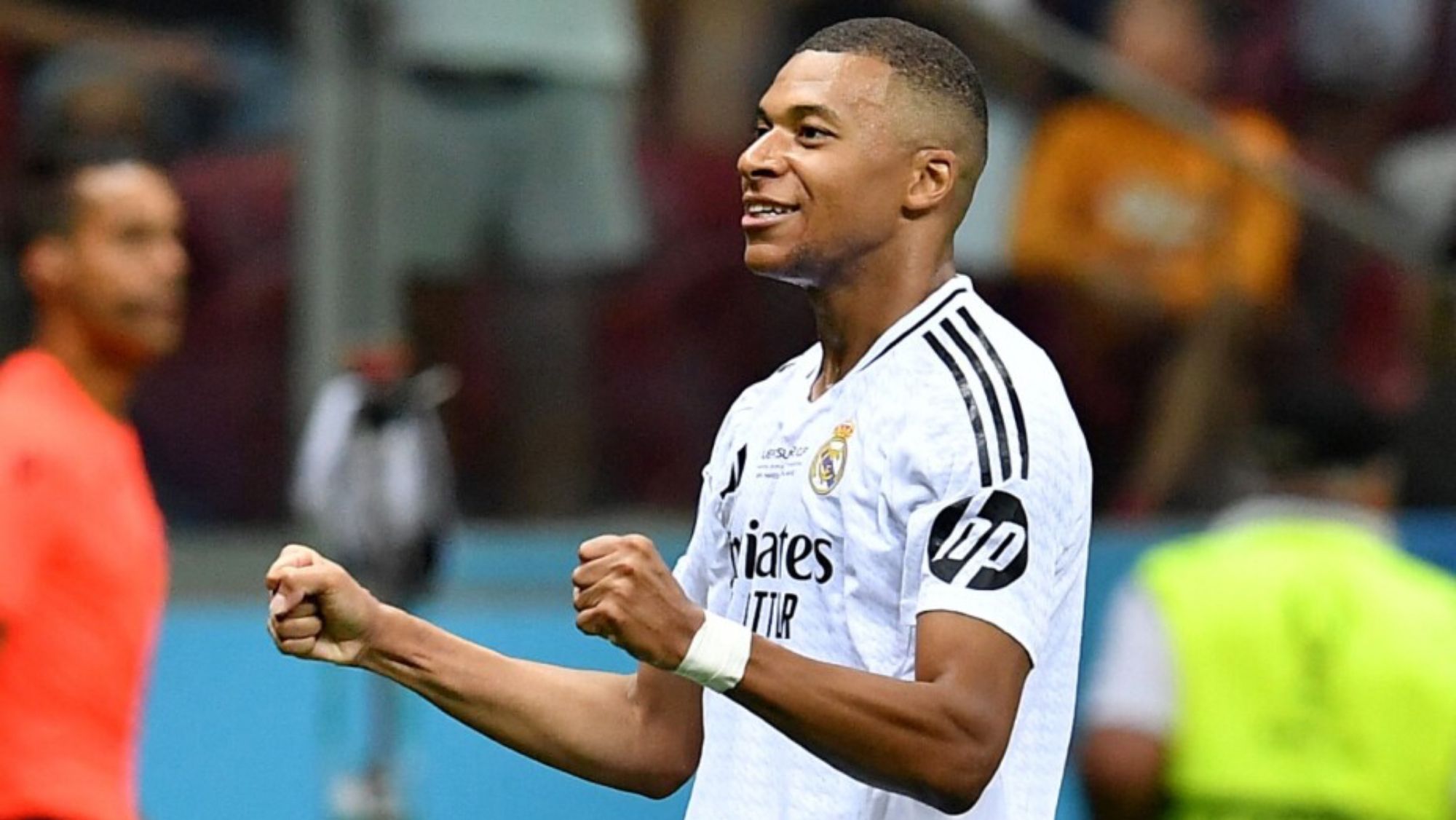 Kylian Mbappé, celebrando un gol con el Real Madrid.