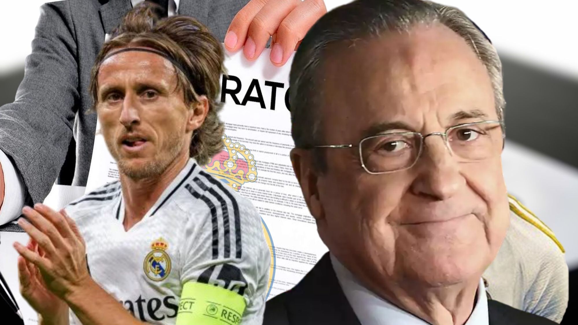 Luka Modric y Florentino Pérez.