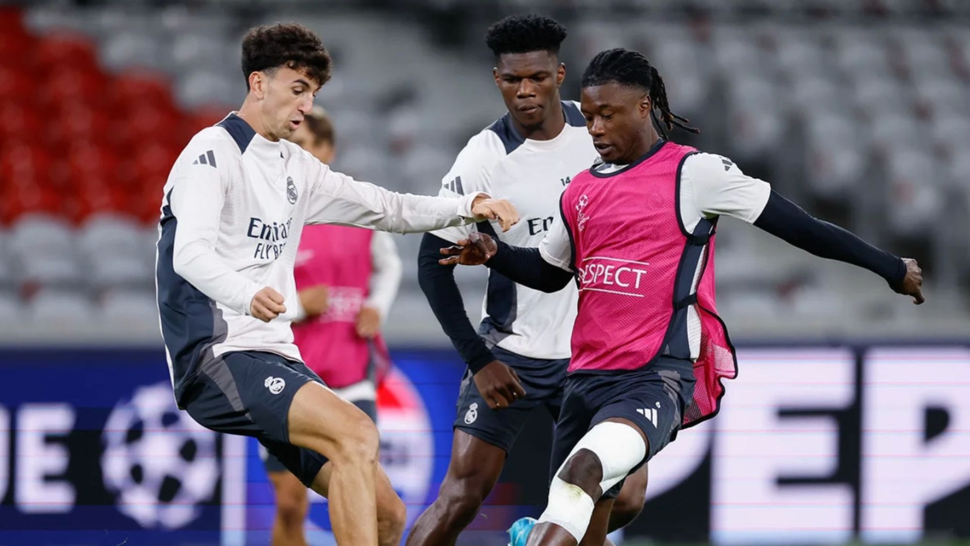 Eduardo Camavinga, en el entrenamiento de este martes en Lille.