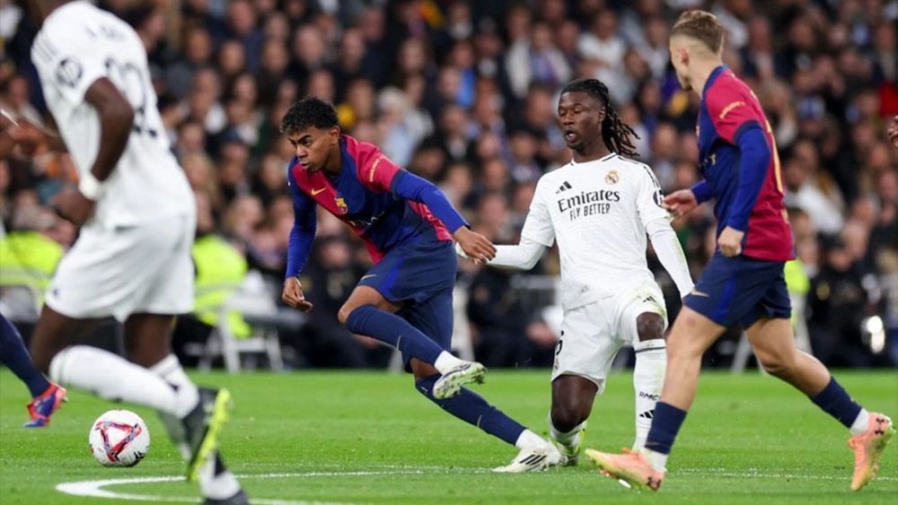 Camavinga y Lamine Yamal, en el partido del sábado pasado en el Bernabéu.