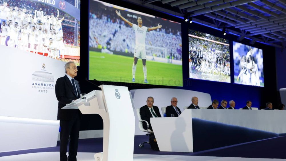 Florentino Pérez, en una reciente Asamblea de Socios del Real Madrid.