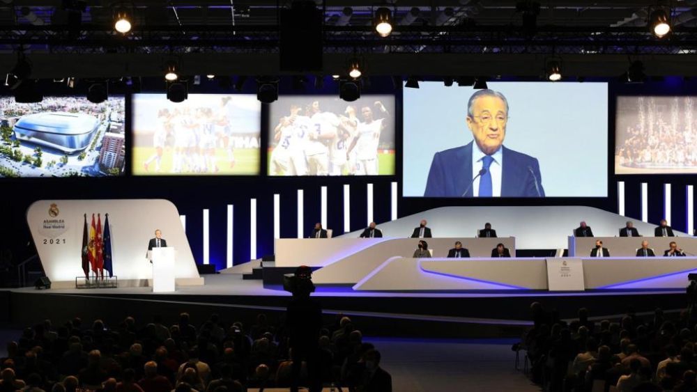 Florentino Pérez, en una reciente Asamblea de Socios del Madrid.