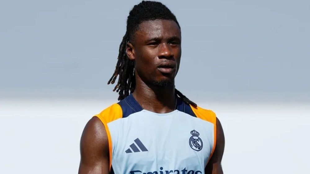 Eduardo Camavinga, en un entrenamiento con el Madrid.