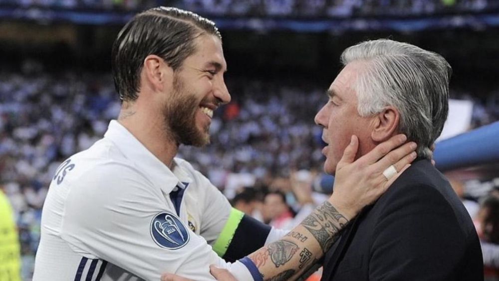 Sergio Ramos y Carlo Ancelotti.