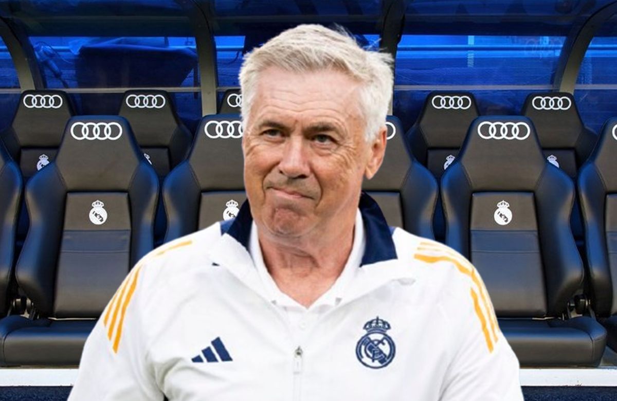 Carlo Ancelotti en el banquillo del Real Madrid.