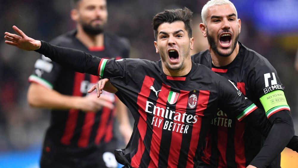 Brahim, festejando un gol con el Milan.