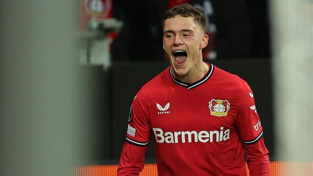 Florian Wirtz, celebrando un gol del Bayer Leverkusen la temporada pasada.