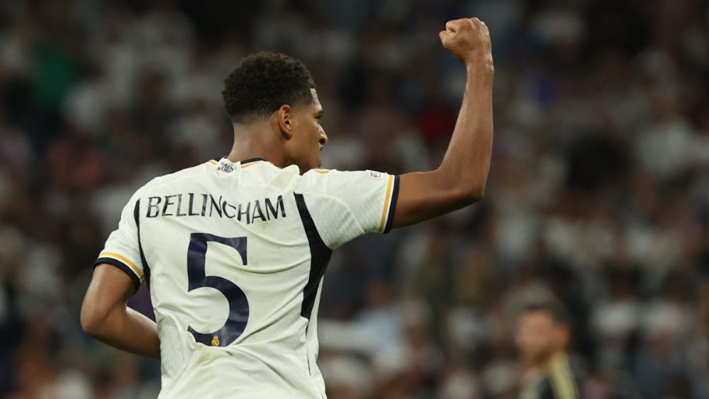 Jude Bellingham, festejando un gol del Madrid la campaña pasada.