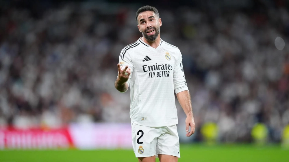 Dani Carvajal en un partido en el Santiago Bernabéu.