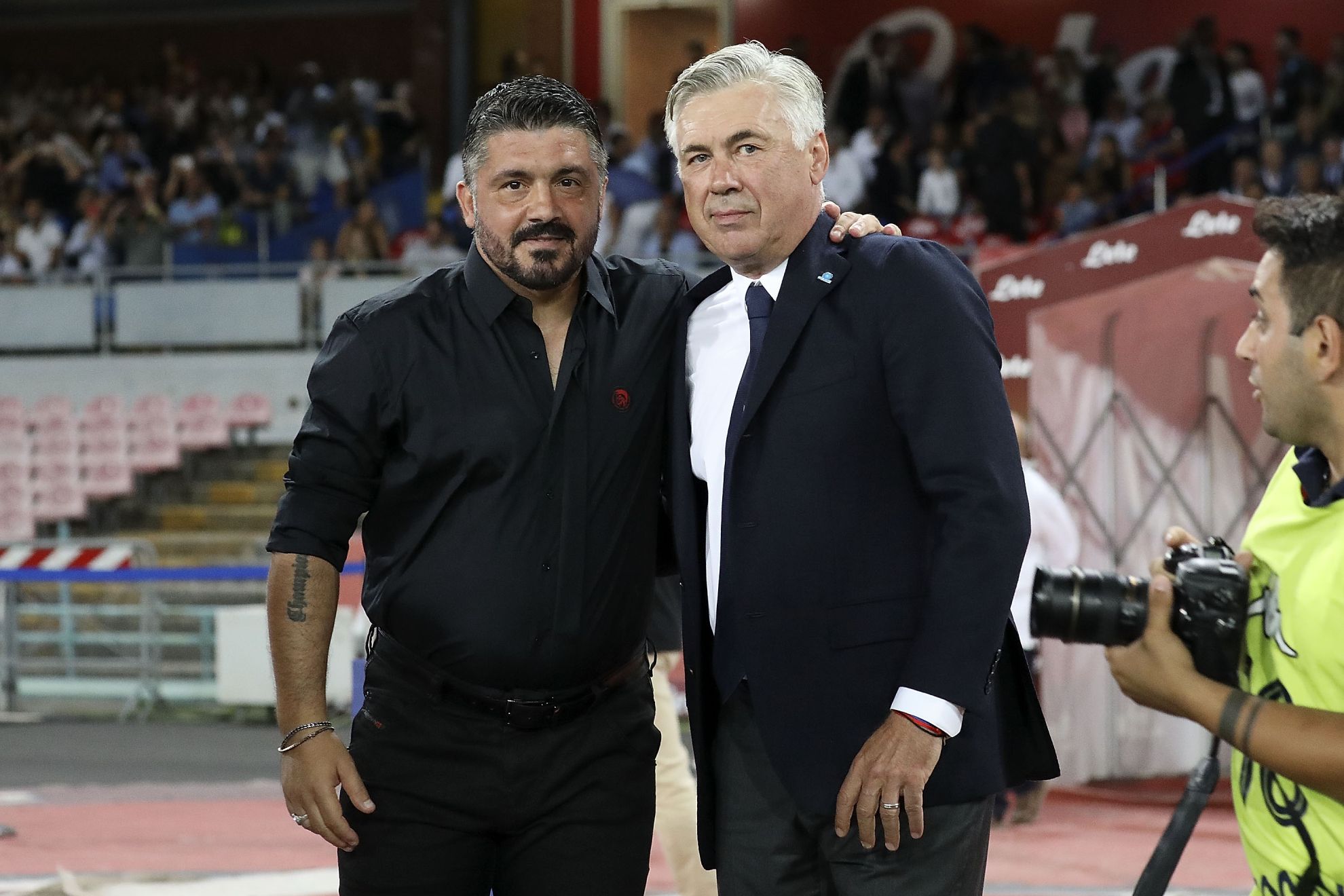 Ancelotti y Gattuso al inicio del partido