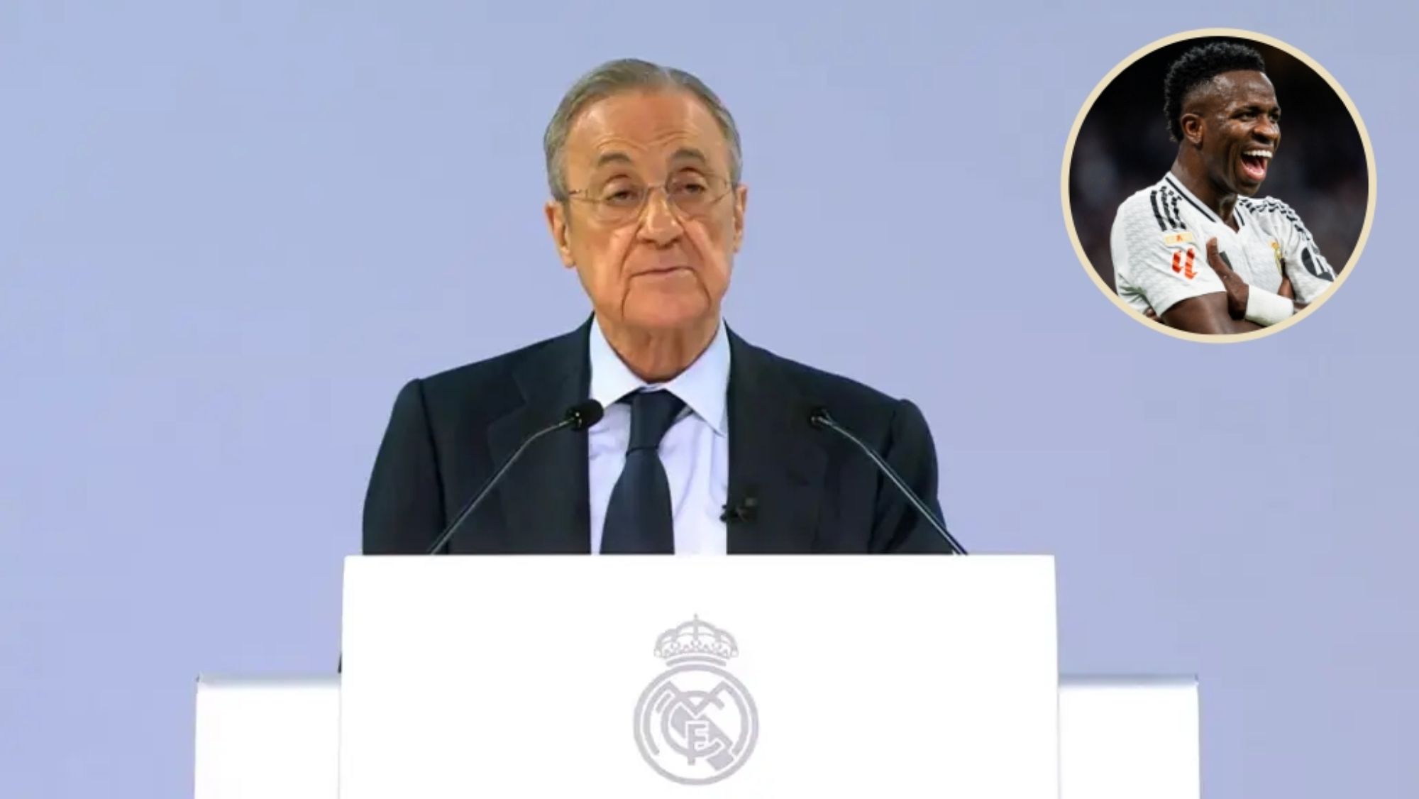 Florentino Pérez ha querido defender a Vinicius después de que se le haya birlado el Balón de Oro de este año.