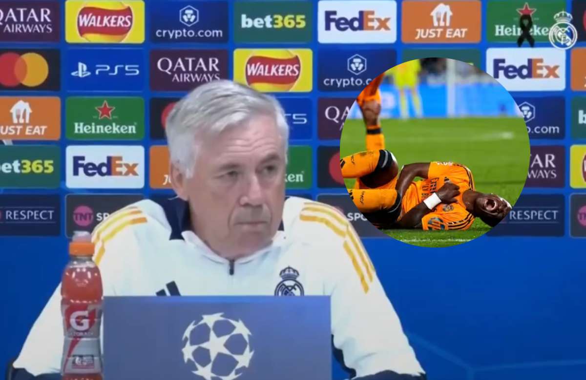 Ancelotti en rueda de prensa y Vinicius en el partido ante el Leganés