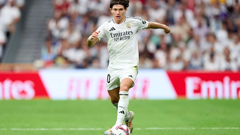 Fran García durante un partido del Real Madrid esta temporada