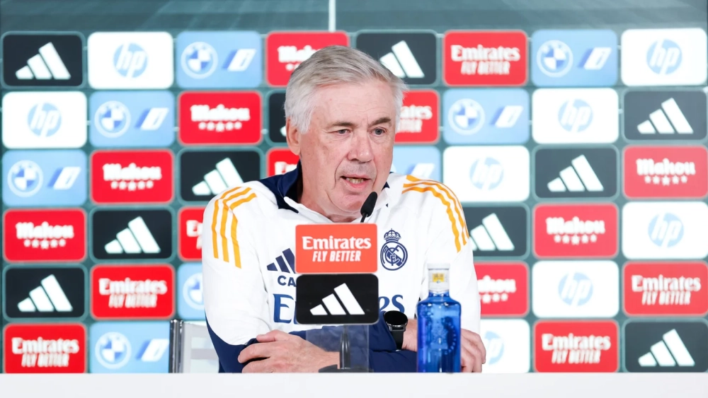 Carlo Ancelotti durante la rueda de prensa previa al partido frente al Athletic Club.