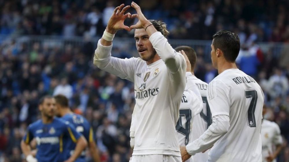 Gareth Bale, celebrando un gol con el Real Madrid.