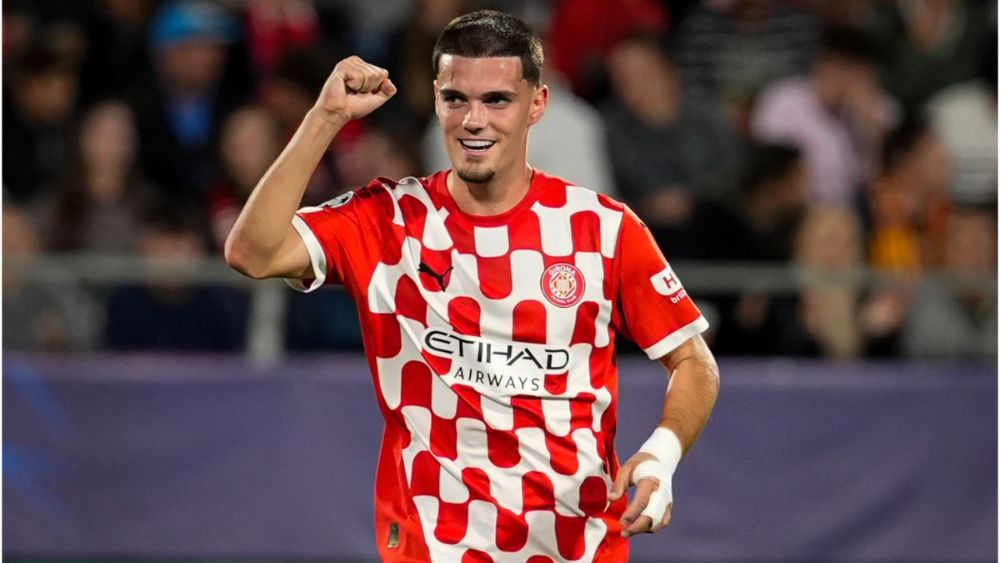 Miguel Gutiérrez, celebrando un gol con el Girona en un reciente partido de Liga.