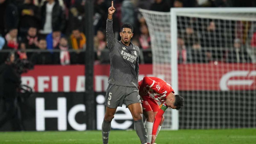 Jude Bellingham, el pasado sábado, celebrando el gol que marcó frente al Girona en Montilivi.