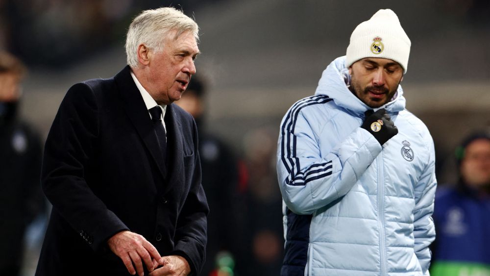 Carlo y Davide Ancelotti, en el partido contra la Atalanta.