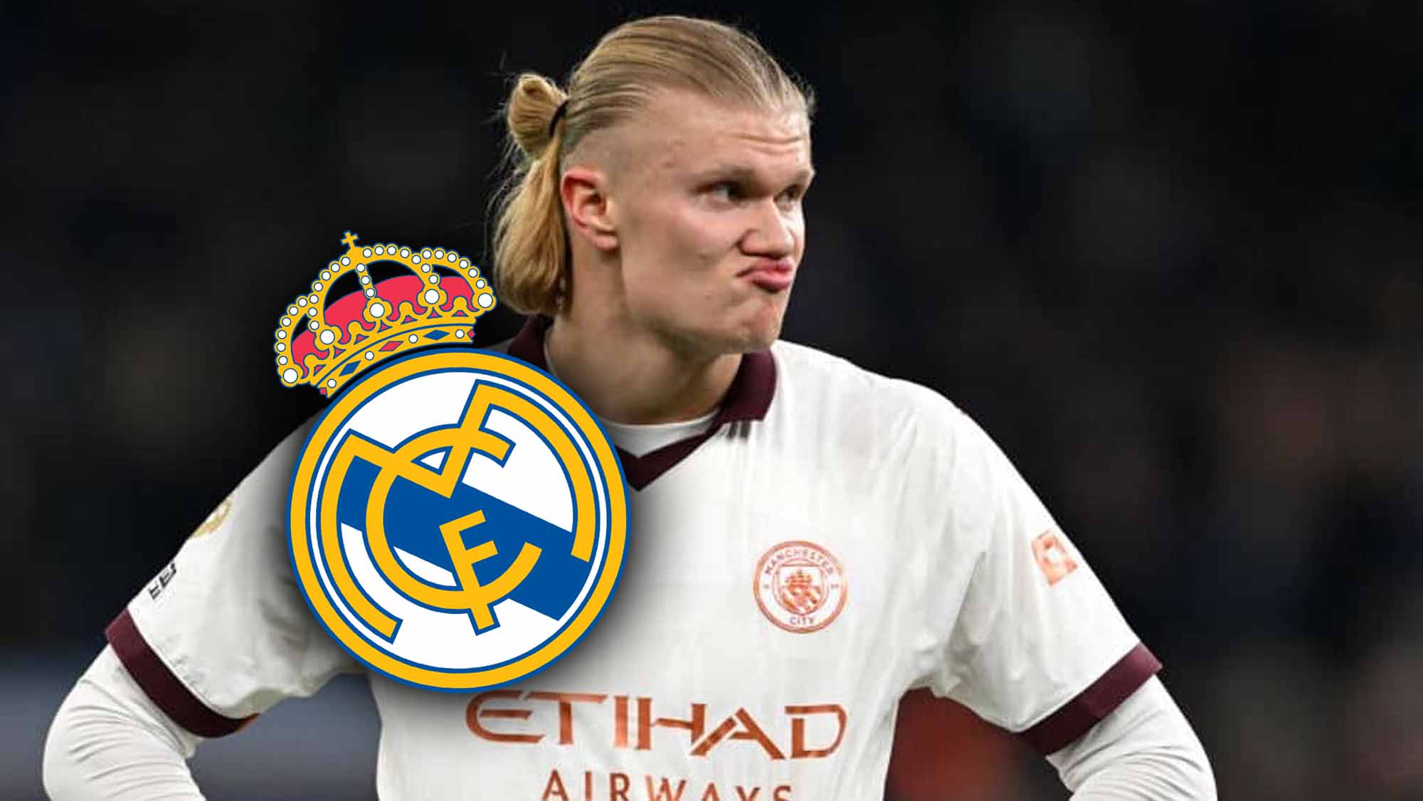 Haaland con escudo del Real Madrid