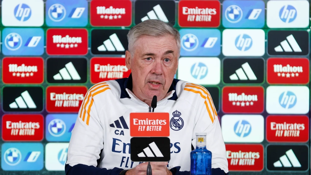 Carlo Ancelotti durante la rueda de prensa previa al partido frente al Valencia CF.