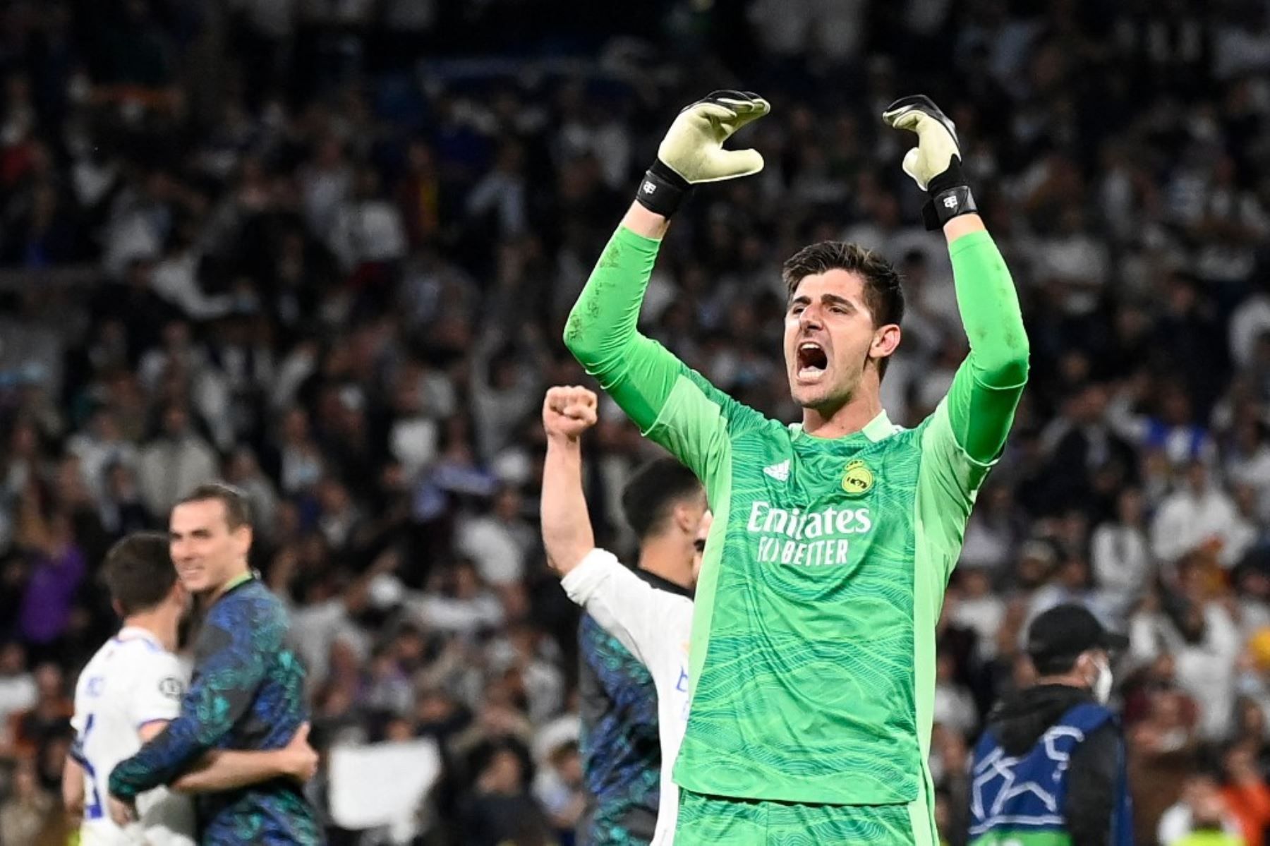 Thibaut Courtois, celebrando el pase a la final de la Champions