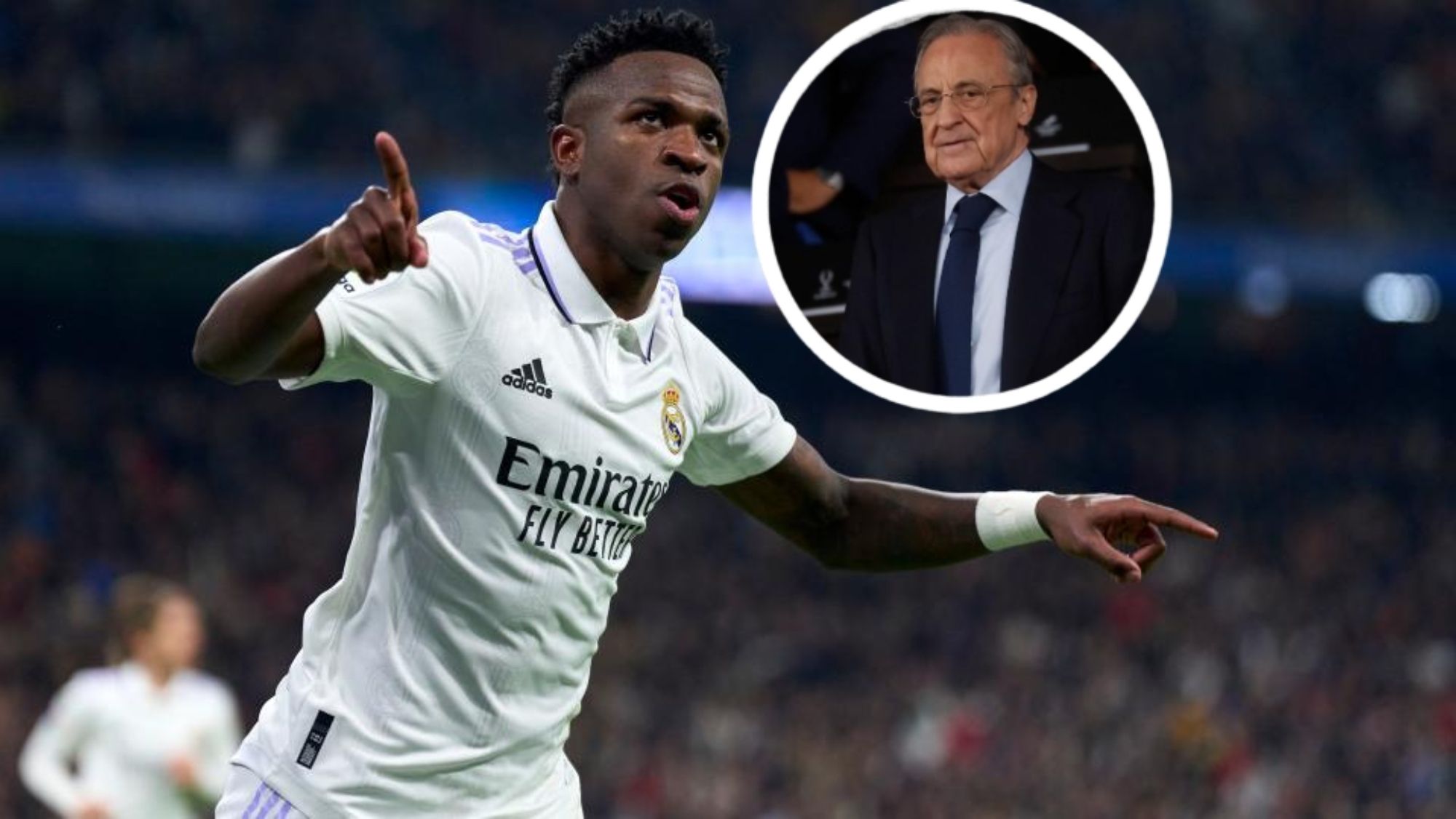 Vinicius Junior y Florentino Pérez, presidente del Real Madrid