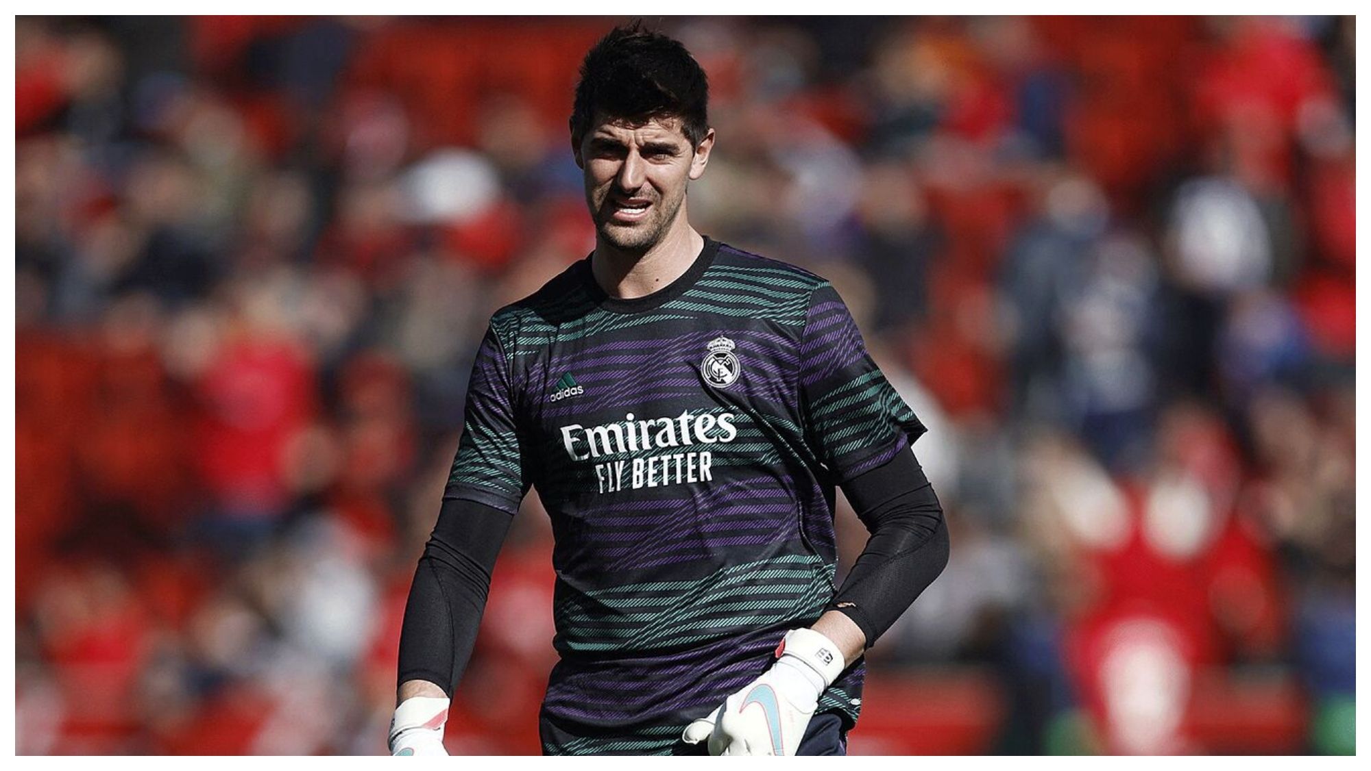 Thibaut Courtois durante el calentamiento en Mallorca