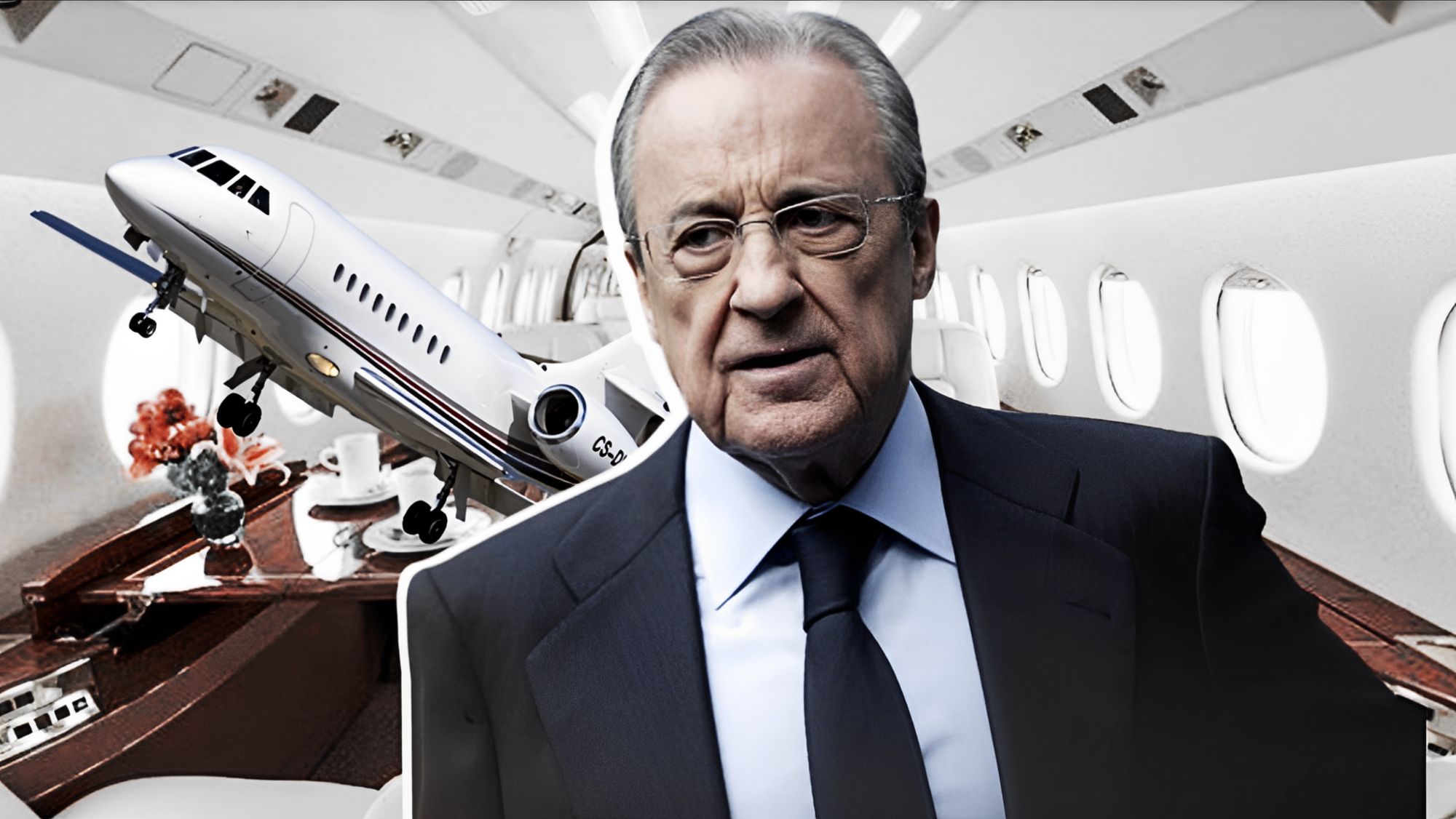 Florentino Pérez en su avión privado