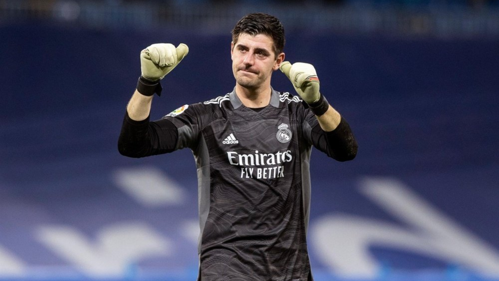 Thibaut Courtois en un partido con el Real Madrid en el Santiago Bernabéu