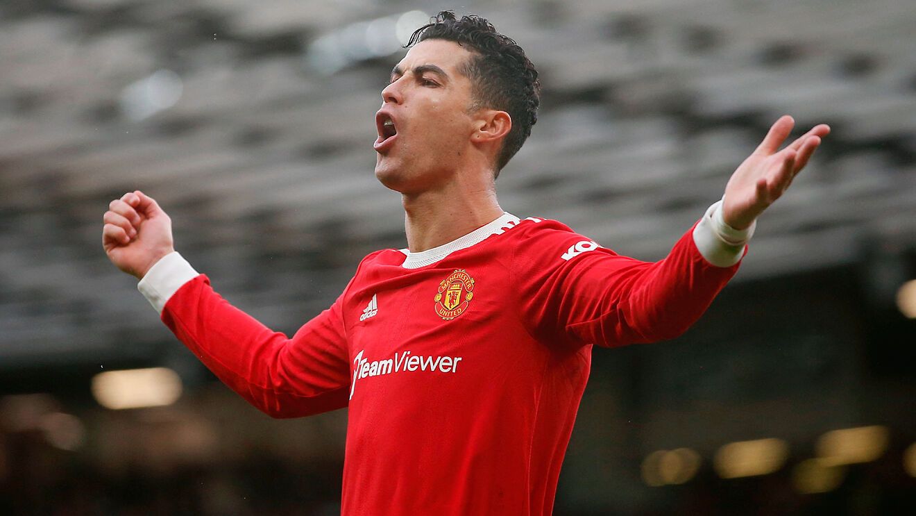 Cristiano Ronaldo, frustrándose en un partido con el Manchester United