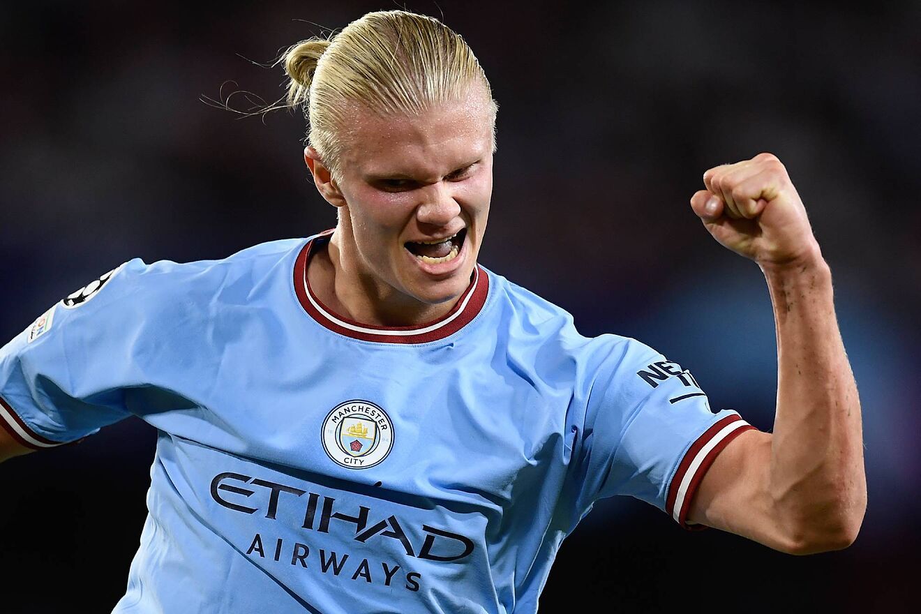 Haaland celebra un gol con el Manchester City 