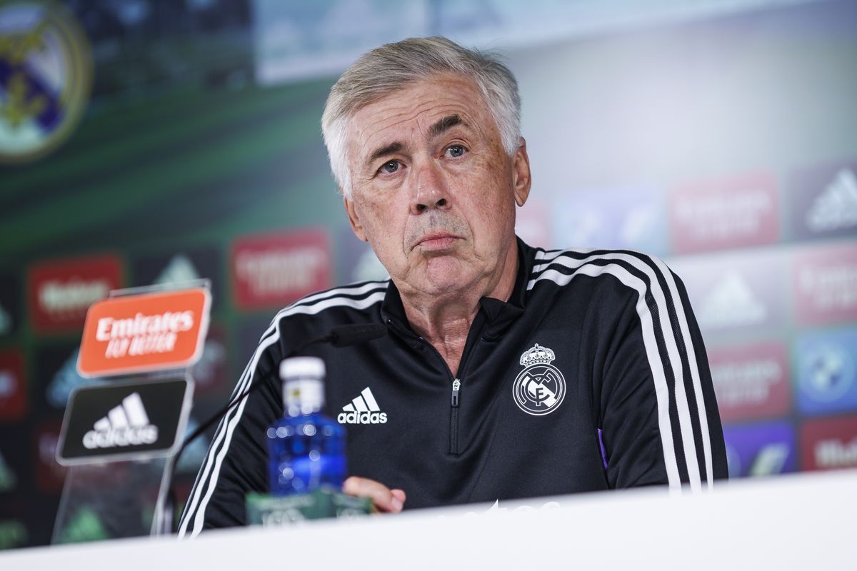 Carlo Ancelotti en la rueda de prensa tras un partido con el Real Madrid