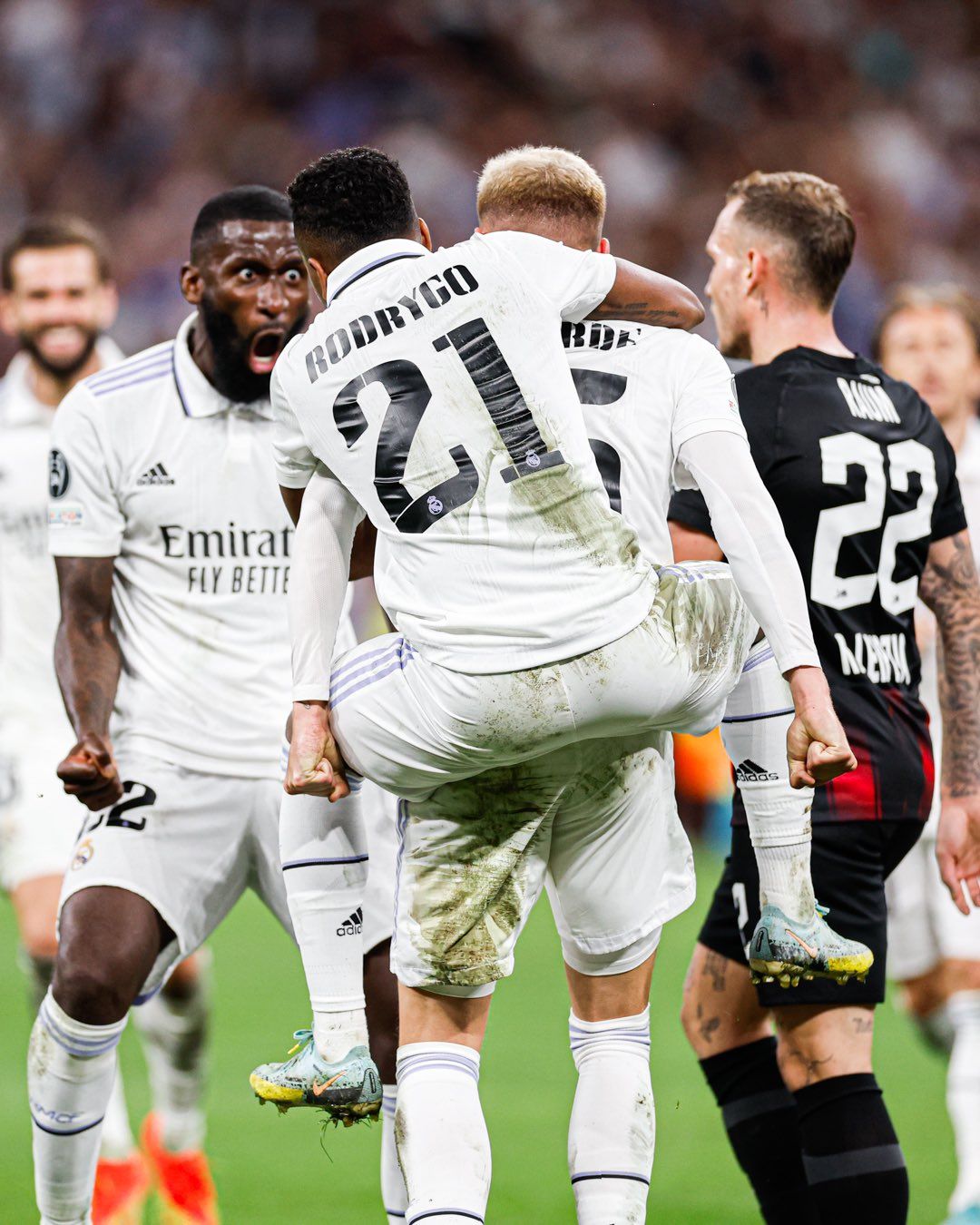 Antonio Rüdiger en el partido frente al Leipzig