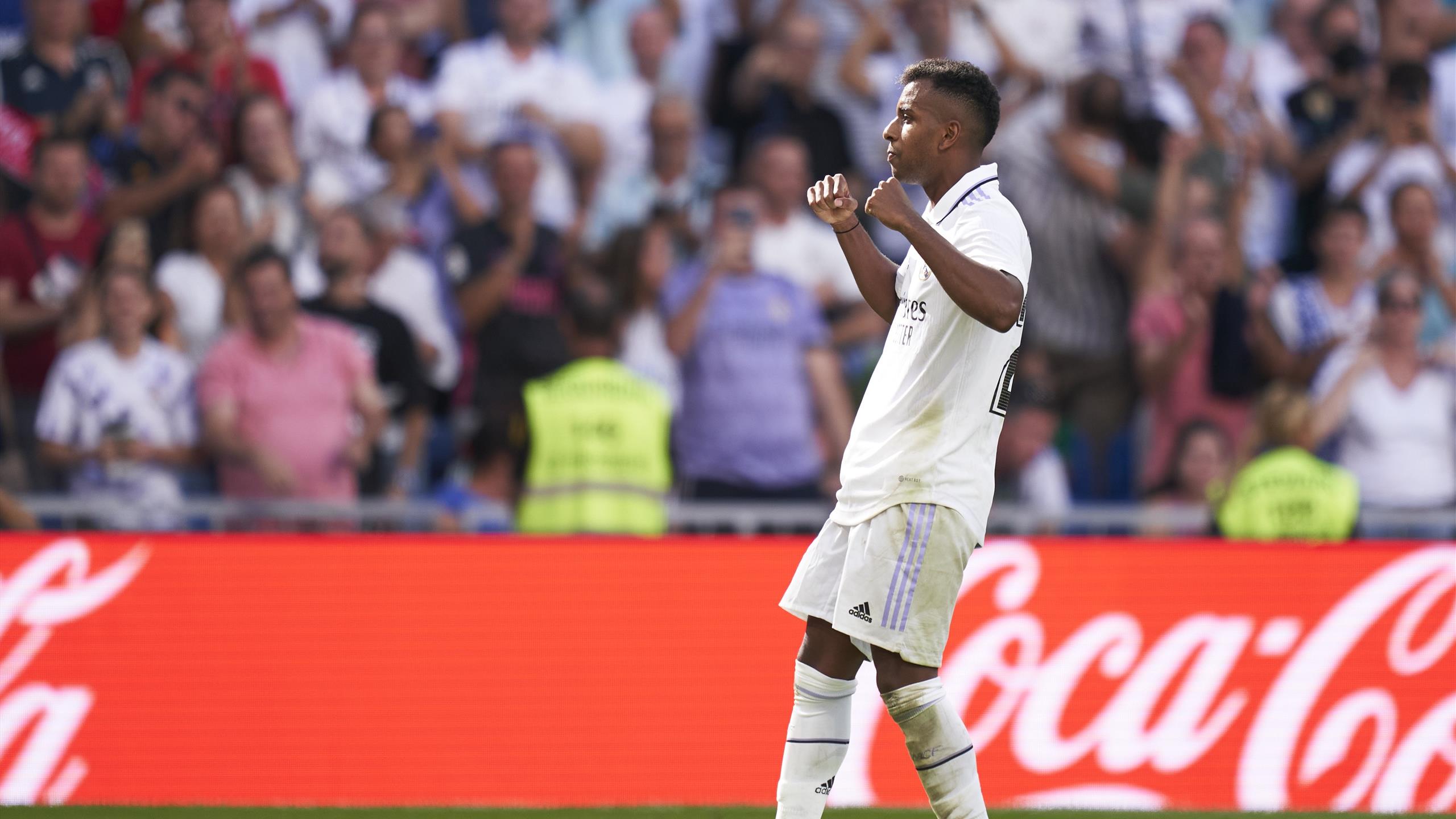 Rodrygo celebrando un gol con el Real Madrid